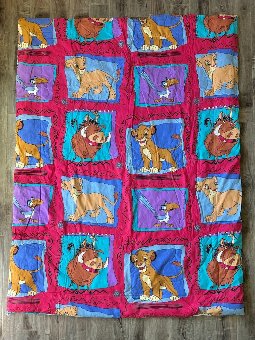 Vintage 90s Disney Lion King Kids Comforter Blanket Simba Pumbaa Hakuna Matata
